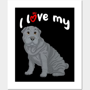 I Love My Blue Shar-Pei Dog Posters and Art